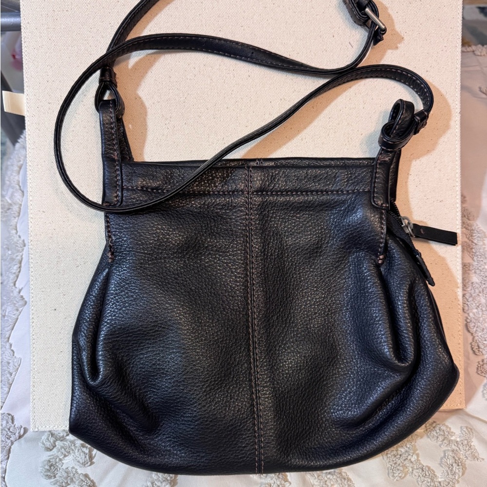 J. Jill Black Pebbled Leather Crossbody Bag